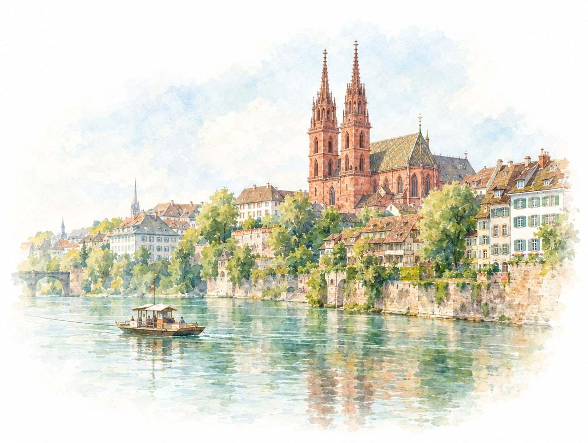 Aquarell-Illustration Basel