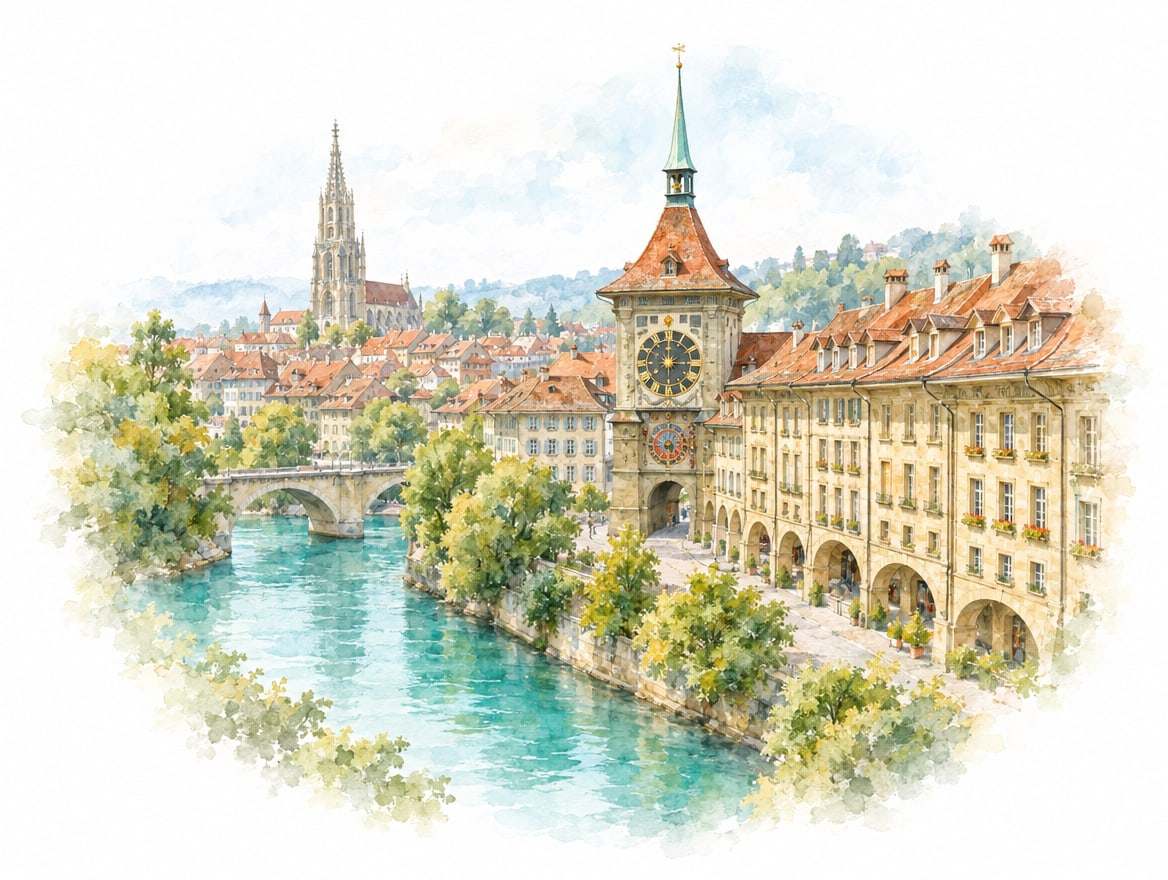 Aquarell-Illustration Bern