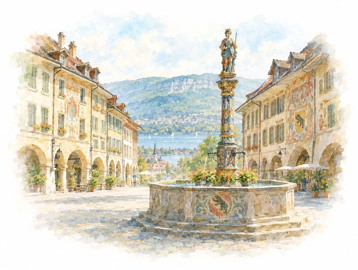 Aquarell-Illustration Biel/Bienne