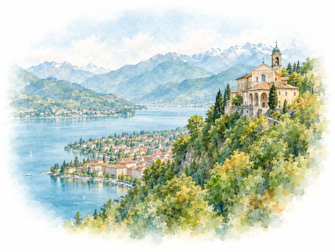 Illustrazione ad acquerello della città di Locarno