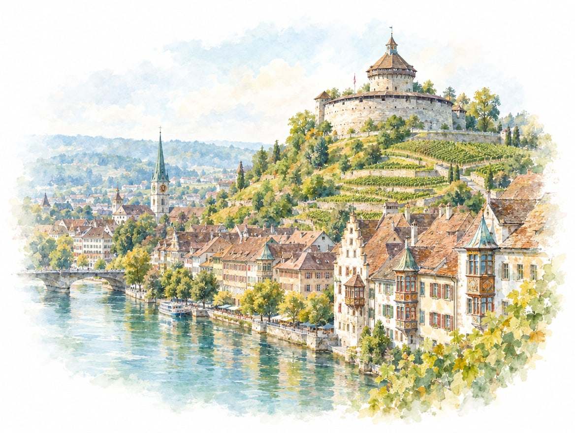 Aquarell-Illustration Schaffhausen