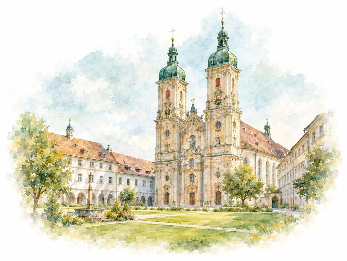 Aquarell-Illustration St. Gallen