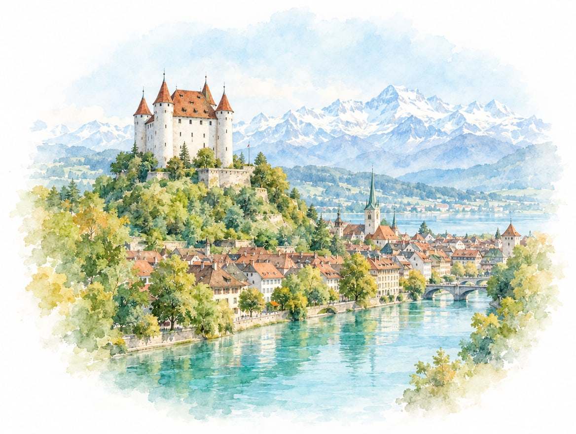 Aquarell-Illustration Thun