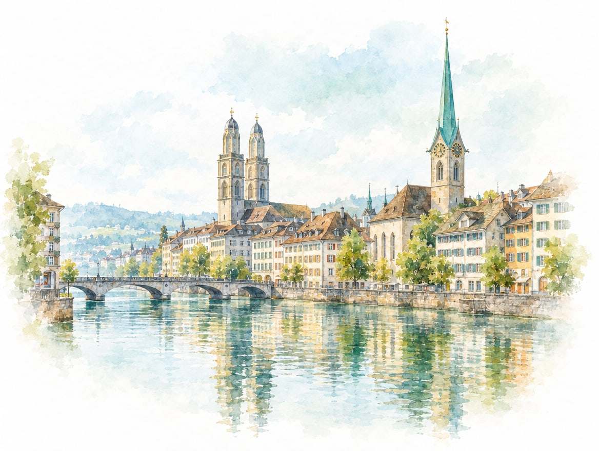 Aquarell-Illustration Zürich