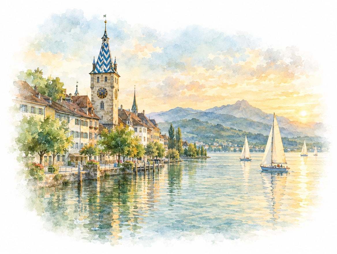 Aquarell-Illustration Zug